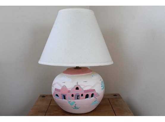 Hand Painted Southwestern Clay Lamp 20'