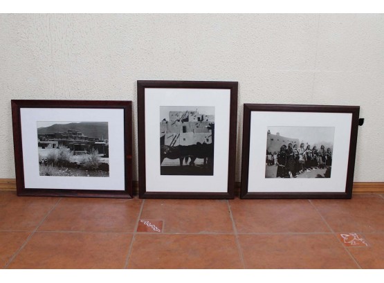 B.G. Randall Taos Pueblo New Mexico Black And White Photographs (Including Two Certificates) 22 X 18