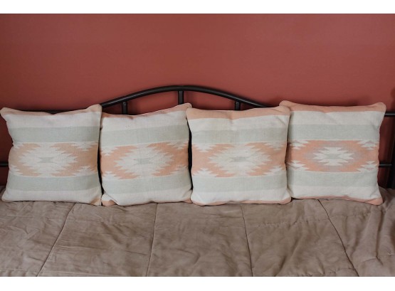 Set Of 4 Southwestern Design Decorative Pillows 15 X 15