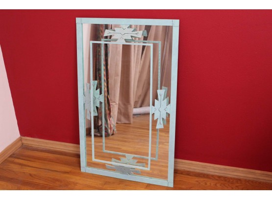 Turquoise Frame Mirror 23 X 35