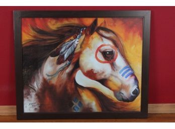 'Windfire Warrior Indian Pony' By Marcia Baldwin Framed Canvas Print 33 X 27
