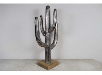 Silver Toned Metal Cactus Decor