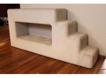 White Faux Stone Stair Shaped Side Table With Lighted Display Shelf 63L X 12W X 30H (Bring Help To Remove)