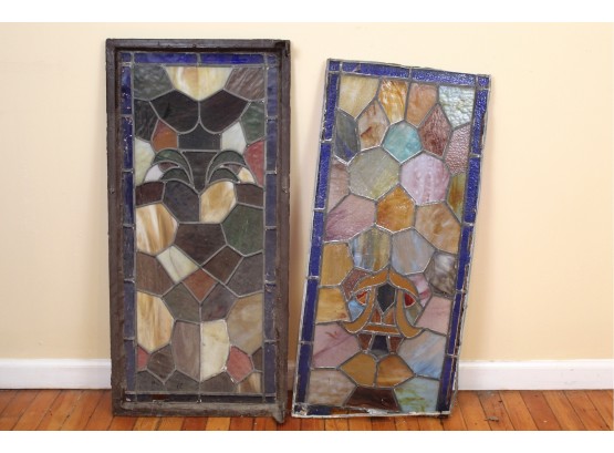 Pair Of Amazing Leaded Stained Glass Panels  (Lot 2)