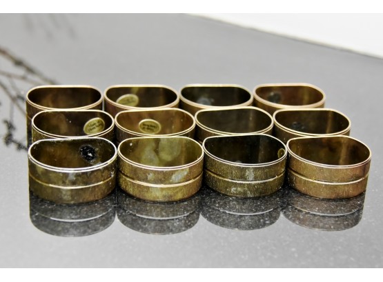 Set Of 12 Brass Napkin Rings