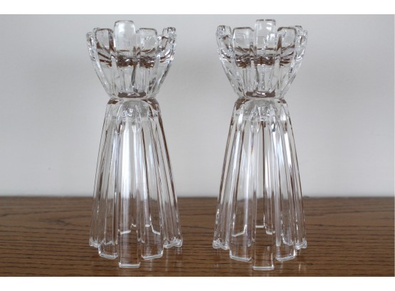 Pair Of Lead Crystal Candle Sticks