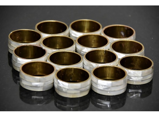 Set Of 14 Mother Of Pearl Napkin Rings