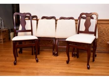 Set Of 6 Mahogany Folding Chairs With Linen Seats 17L X 17W X 36H