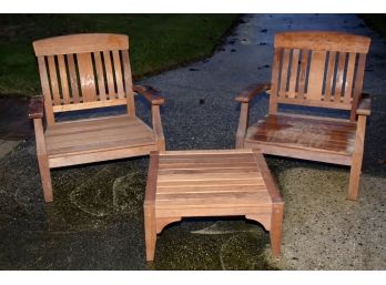 Oversized Teak Chairs & Table With Cushions