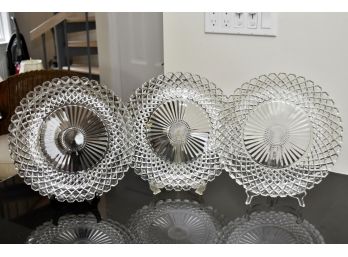 Trio Of Vintage Cut Glass Plates
