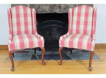 Pair Of Matching Striped Side Chairs 22 X 22 X 24
