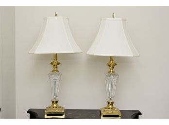Pair Of Gorgeous Waterford Crystal Table Lamps With Shades