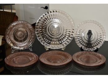 Pink Depression Glass Plates And Platters