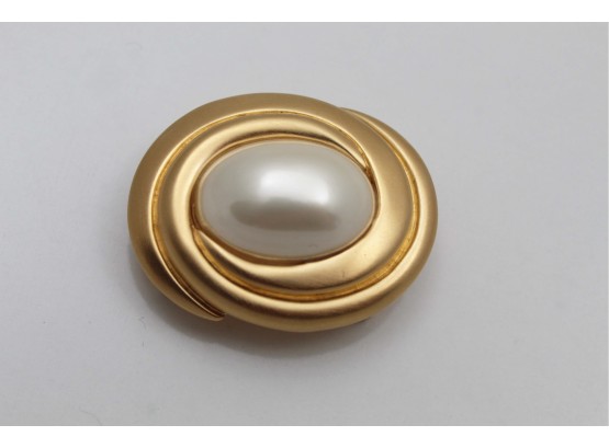 Ciner Pearl & Gold Scarf Ring/Slide Pendant