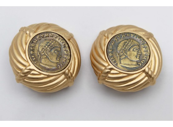 Ciner Gold & Bronze Coin Earrings