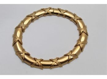 Ciner Gold Gilt X-Cross Choker Necklace