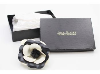 Joan Rivers Classics Collection Black & White Flower Brooch With Box