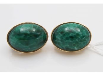 Ciner Green Stone Gilt Earrings