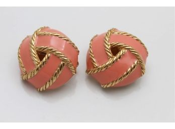 Ciner Pink Gold Gilt Earrings