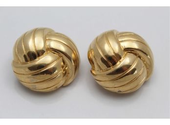 Ciner Weave Gold Gilt Earrings