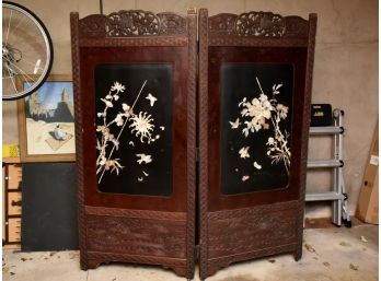 Amazing Mother Of Pearl Carved Asian Room Divider