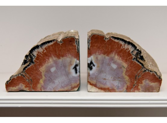 Polished Stone Geode Bookends