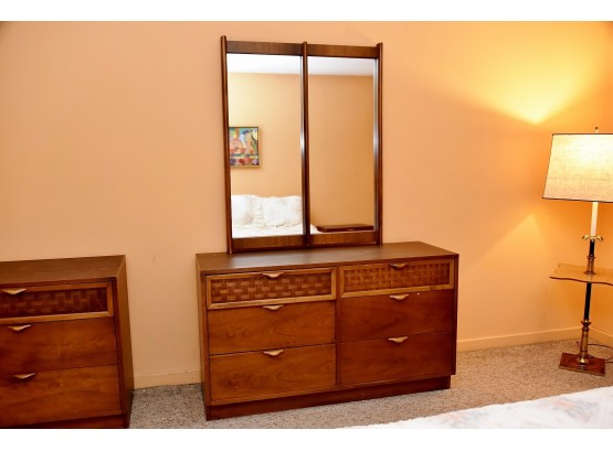 Lane Furniture MCM Brutalist Dresser With Mirror