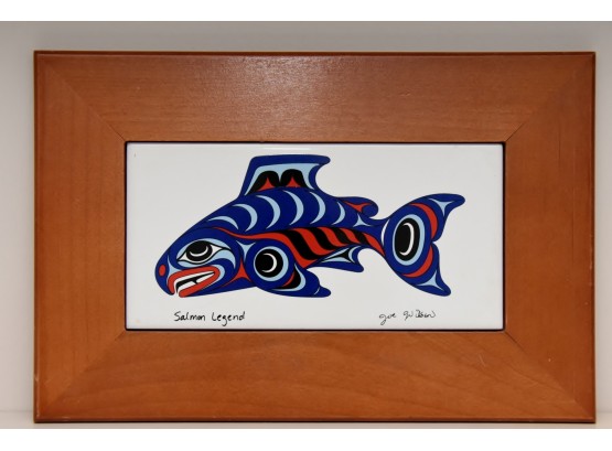 Salmon Legend By Joe Wilson Framed Tile 11.5 X 7.5