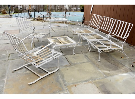 Vintage White Painted Metal Outdoor Seating Area