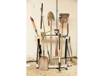 Garden Tool Assortment With Rack