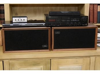 Vintage Stereo Equipment Including Altec Speakers And Denon Receiver
