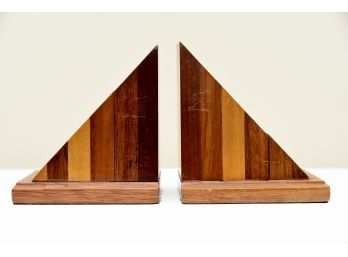 Pair Of MCM Wooden Book Ends