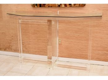 MCM Lucite Entry Table With Glass Top READ
