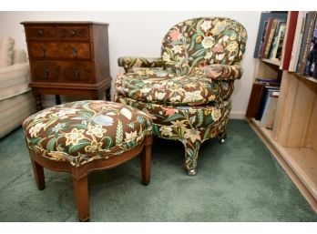 Floral Side Chair And Ottoman (Chair 2) For Restoration