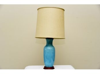 MCM Blue Crackle Table Lamp With Shade