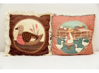 Pair Of Handmade Patchwork Pillows