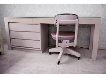 Custom Pink Mica Desk With Matching Chair And Under Drawer Unit