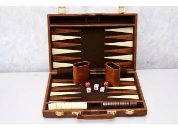 Vintage Backgammon Set In Leather Case
