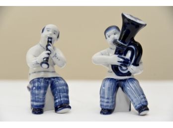 Hand Painted Blue And White Russian Musicians
