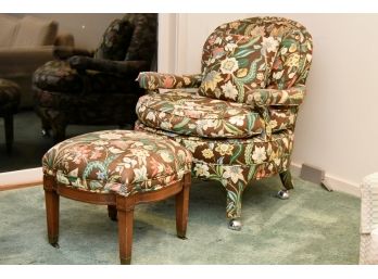 Floral Side Chair And Ottoman (Chair 1)