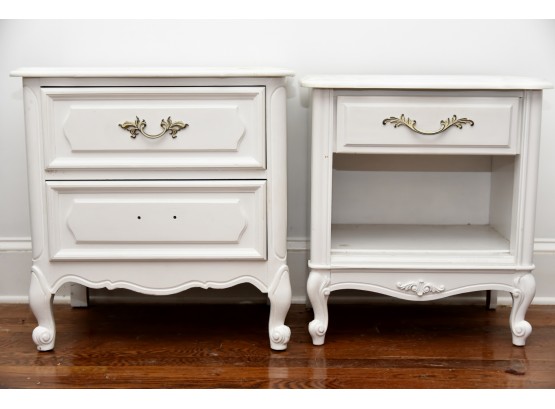 Pair Of Vintage White Painted Night Stands