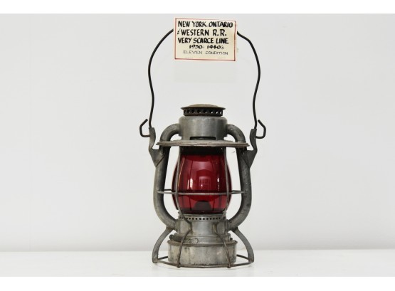 Dietz Red Globe Railroad Lantern Marked NY/Ontario