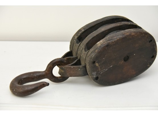 Old Wooden Block And Tackle