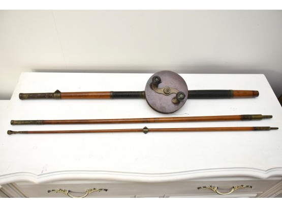 Antique Fishing Rod And Reel 9ft Long