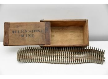 Vietnam Era 30 Cal Machine Gun Shells With Wooden Box