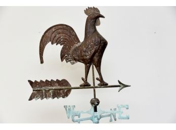 Antique Copper Wind Vein With Rooster And Amazing Patina