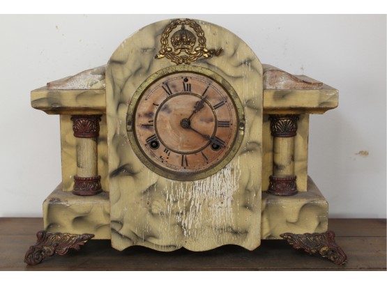 Antique Waterbury Clock Co. Mantle Clock With Key (Needs Repair)