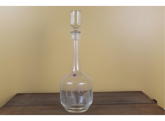 Etched Glass Decanter Made In Romania