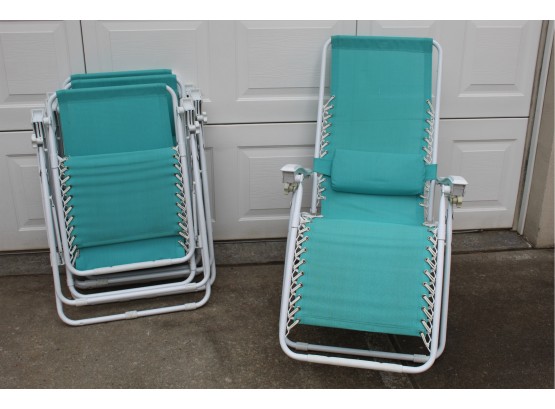 Set Of 4 Turquoise Beach Chairs 22L X 20W X 43H