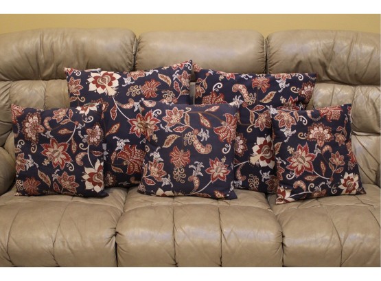 Blue & Red Floral Throw Pillows
